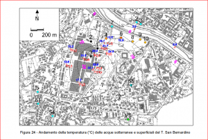 Andamento temperature di falda area Acetati cartina